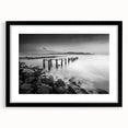 Minimalist Coastal Landscape Art – Weathered Pier in Black & White
