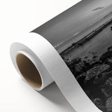 Minimalist Coastal Landscape Art – Weathered Pier in Black & White