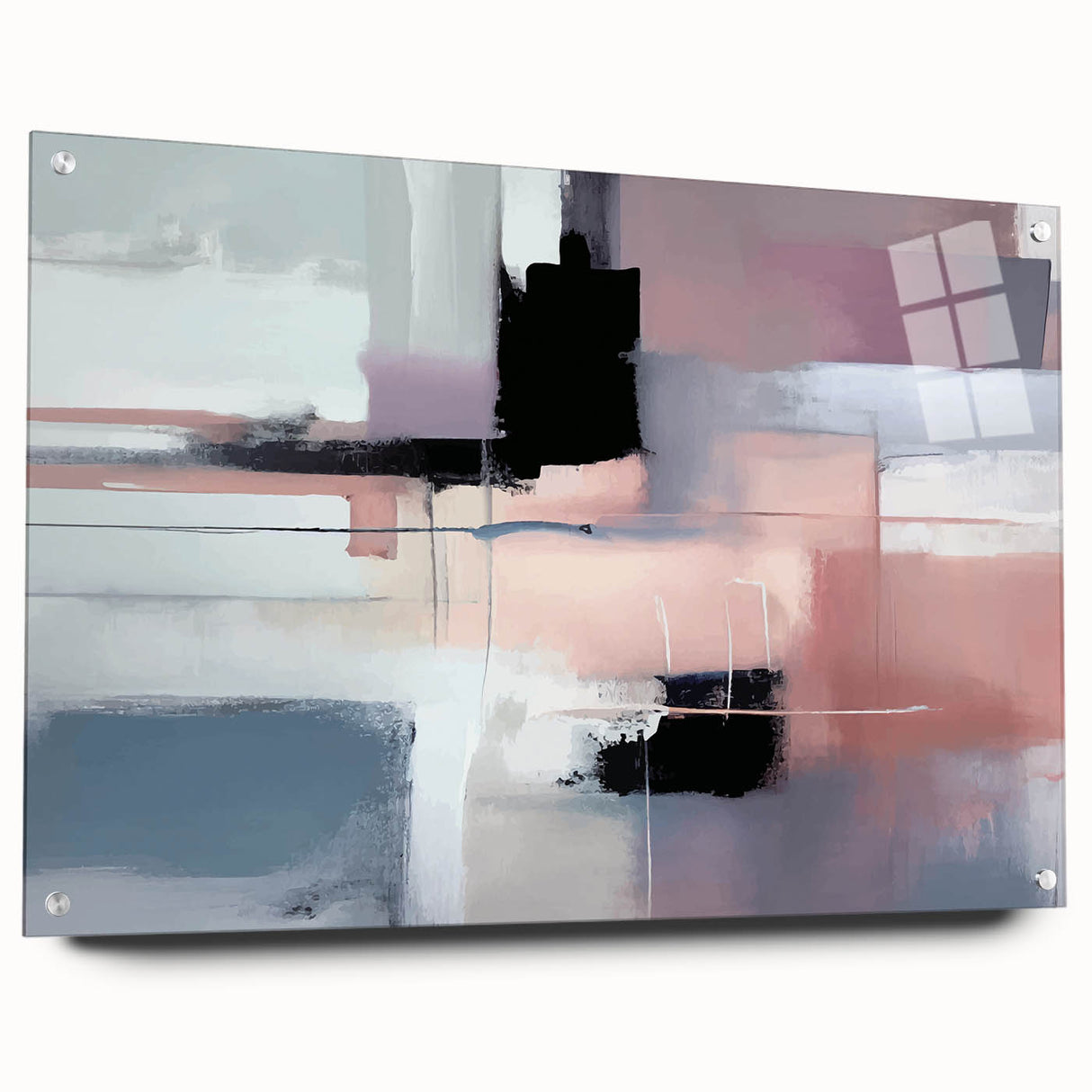 Modern Abstract Wall Art - Lilac & Black Geometric Canvas Print