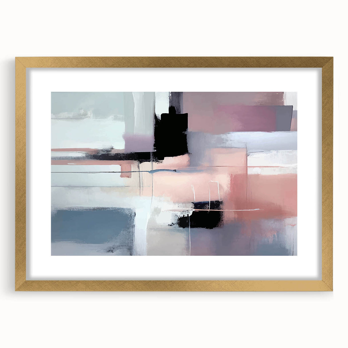 Modern Abstract Wall Art - Lilac & Black Geometric Canvas Print