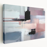 Modern Abstract Wall Art - Lilac & Black Geometric Canvas Print