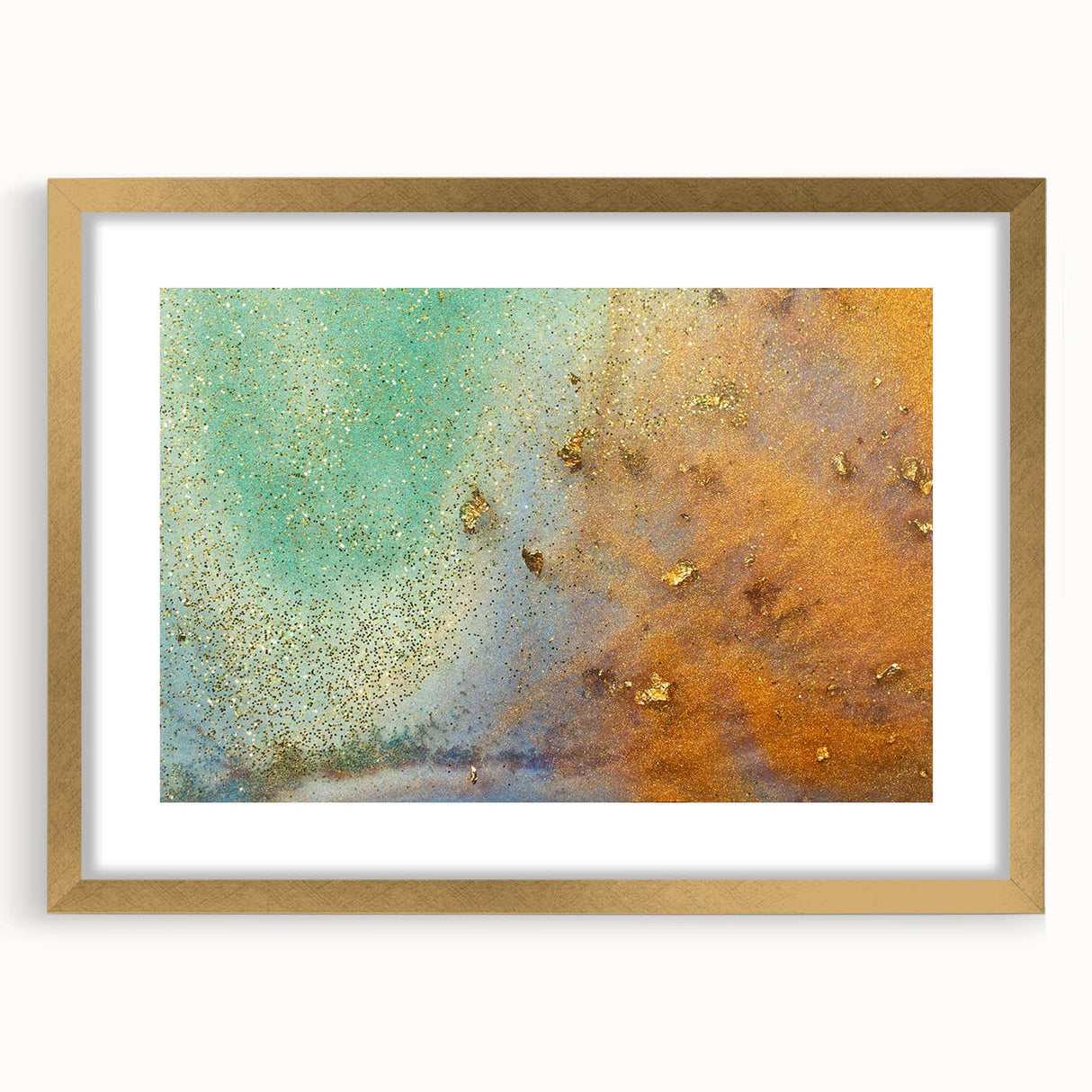 Moody Modern Wall Art – Contemporary Abstract Canvas in Gold & Teal
