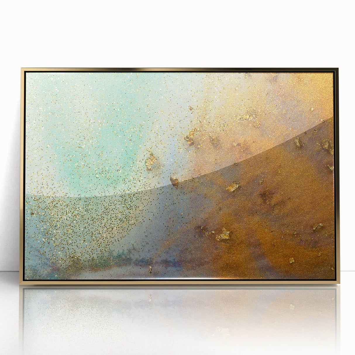 Moody Modern Wall Art – Contemporary Abstract Canvas in Gold & Teal