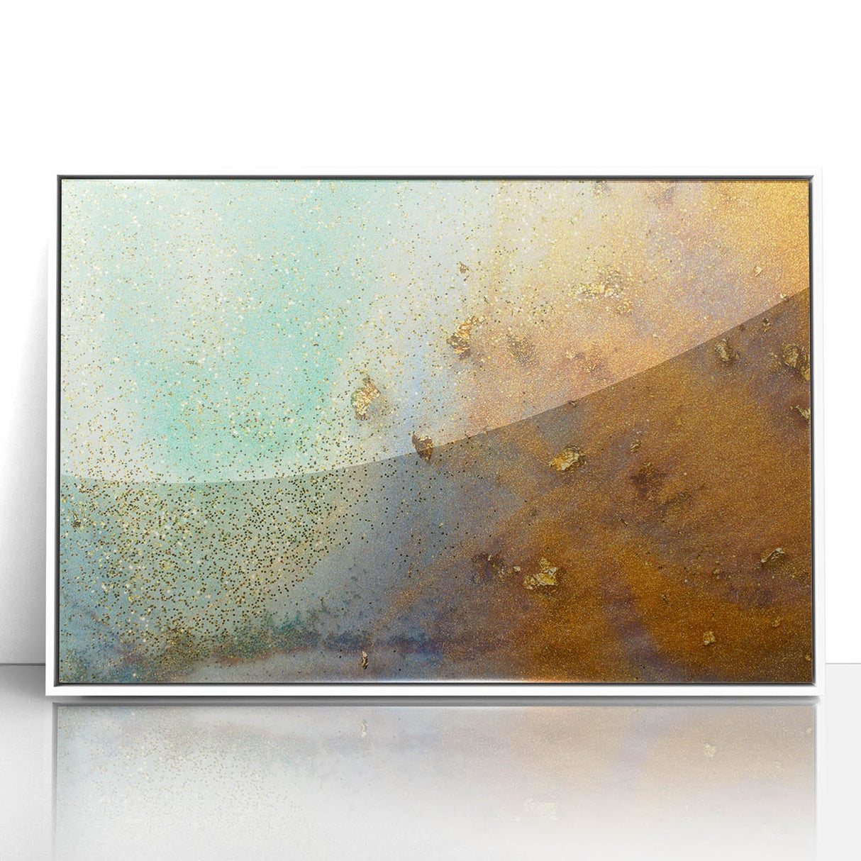 Moody Modern Wall Art – Contemporary Abstract Canvas in Gold & Teal