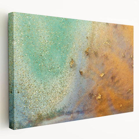 Moody Modern Wall Art – Contemporary Abstract Canvas in Gold & Teal