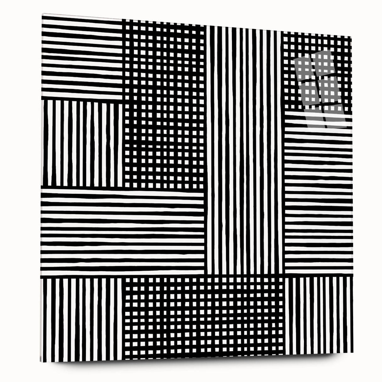 Modern Abstract Canvas Prints - Bold Black and White Line Blocks
