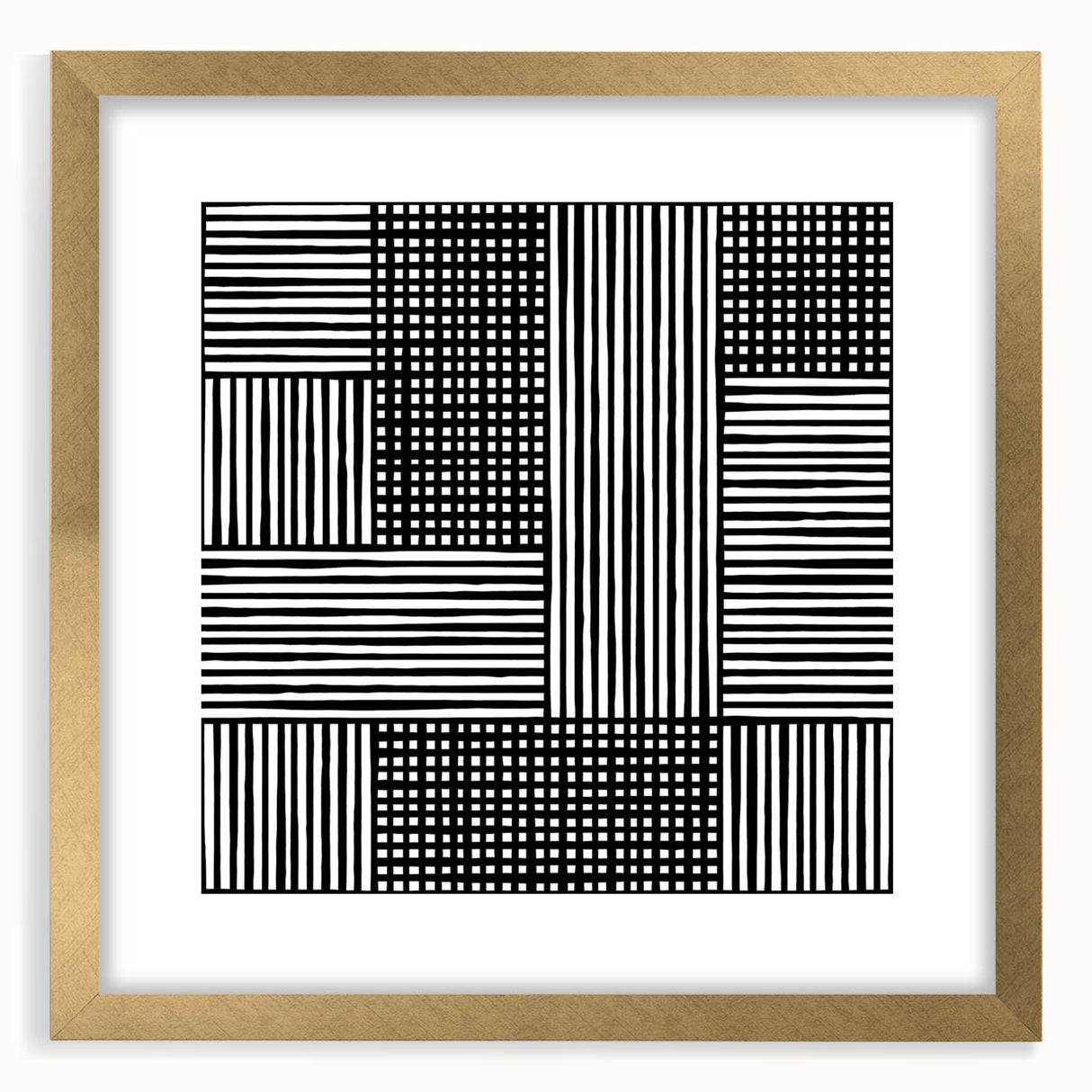 Modern Abstract Canvas Prints - Bold Black and White Line Blocks