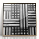 Modern Abstract Canvas Prints - Bold Black and White Line Blocks