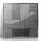 Modern Abstract Canvas Prints - Bold Black and White Line Blocks