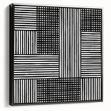 Modern Abstract Canvas Prints - Bold Black and White Line Blocks