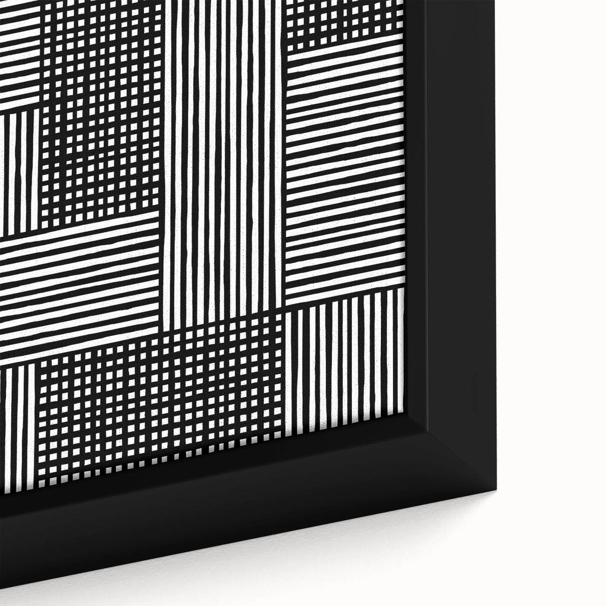 Modern Abstract Canvas Prints - Bold Black and White Line Blocks