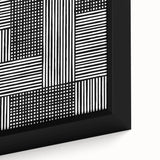 Modern Abstract Canvas Prints - Bold Black and White Line Blocks