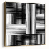 Modern Abstract Canvas Prints - Bold Black and White Line Blocks
