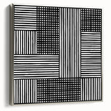 Modern Abstract Canvas Prints - Bold Black and White Line Blocks