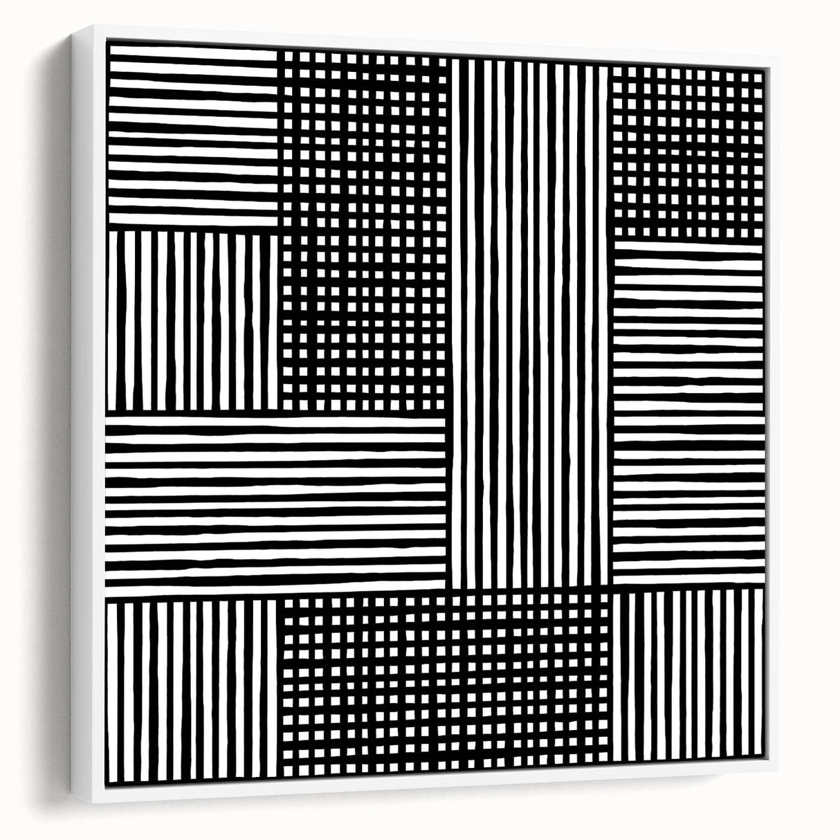 Modern Abstract Canvas Prints - Bold Black and White Line Blocks