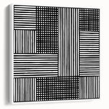 Modern Abstract Canvas Prints - Bold Black and White Line Blocks