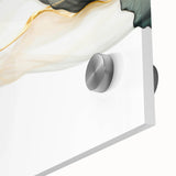 Fluid Acrylic Wall Decor – Forest Green & Gold Botanical Art