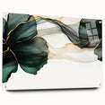 Fluid Acrylic Wall Decor – Forest Green & Gold Botanical Art