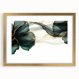 Fluid Acrylic Wall Decor – Forest Green & Gold Botanical Art