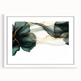 Fluid Acrylic Wall Decor – Forest Green & Gold Botanical Art