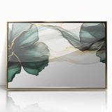 Fluid Acrylic Wall Decor – Forest Green & Gold Botanical Art