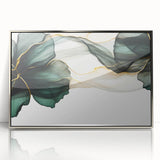 Fluid Acrylic Wall Decor – Forest Green & Gold Botanical Art