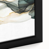 Fluid Acrylic Wall Decor – Forest Green & Gold Botanical Art