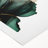 Fluid Acrylic Wall Decor – Forest Green & Gold Botanical Art