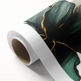 Fluid Acrylic Wall Decor – Forest Green & Gold Botanical Art