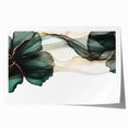 Fluid Acrylic Wall Decor – Forest Green & Gold Botanical Art