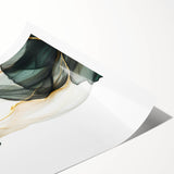 Fluid Acrylic Wall Decor – Forest Green & Gold Botanical Art