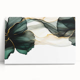 Fluid Acrylic Wall Decor – Forest Green & Gold Botanical Art