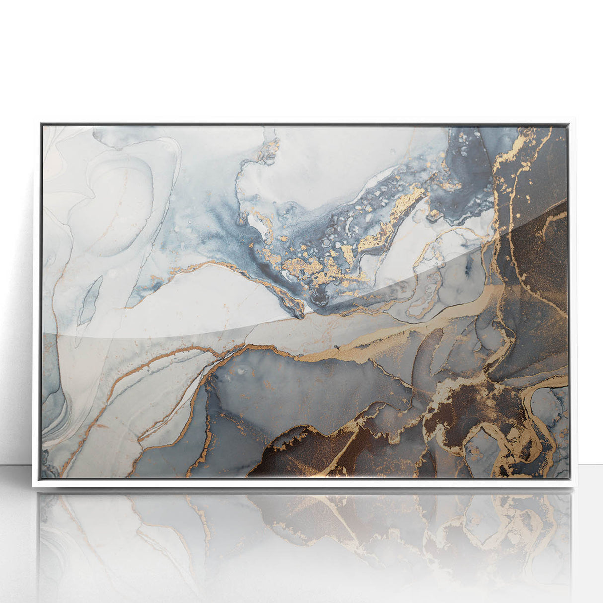 Exclusive Abstract Wall Decor – Navy, White & Gold Luxury Art