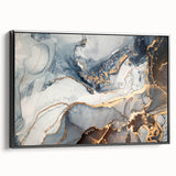 Exclusive Abstract Wall Decor – Navy, White & Gold Luxury Art