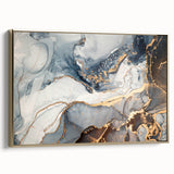 Exclusive Abstract Wall Decor – Navy, White & Gold Luxury Art