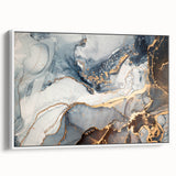 Exclusive Abstract Wall Decor – Navy, White & Gold Luxury Art