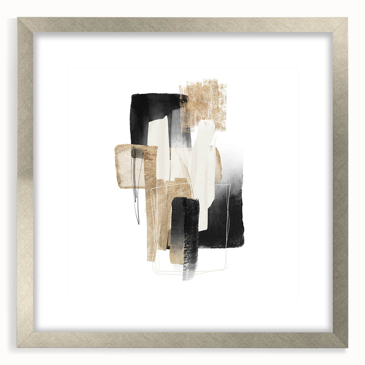 Modern geometric wall decor – black and gold minimalist canvas print
