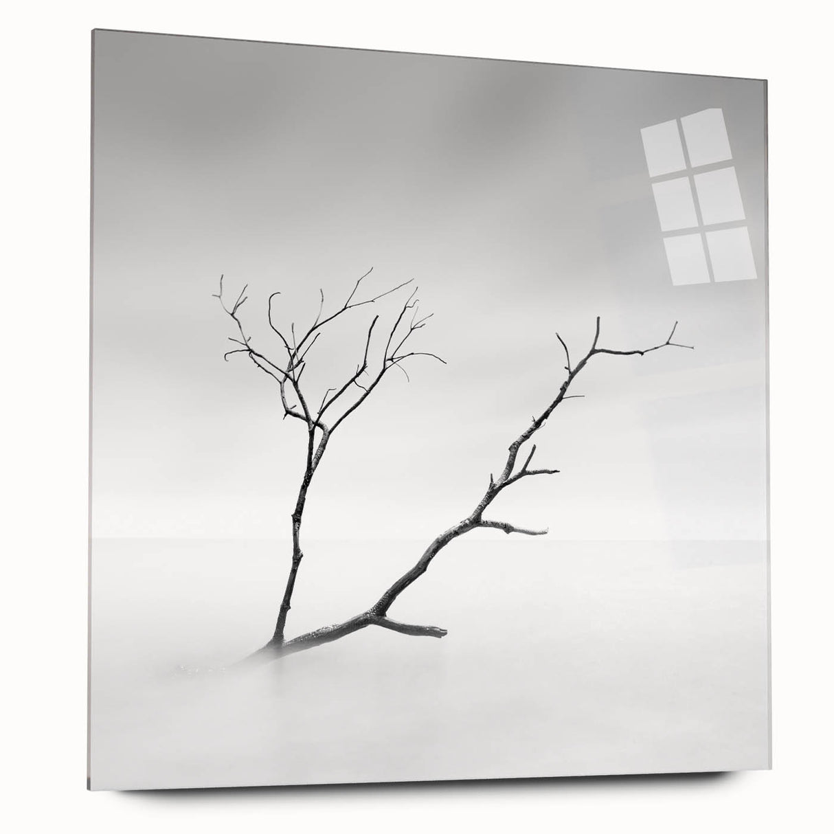 Minimalist Landscape Wall Art – Solitary Branch in Soft Mist