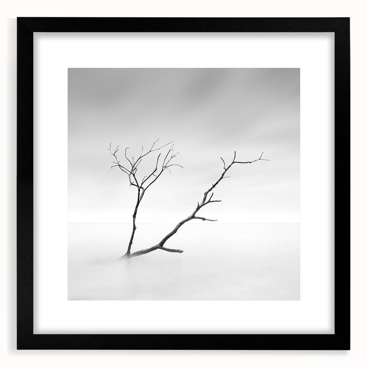 Minimalist Landscape Wall Art – Solitary Branch in Soft Mist