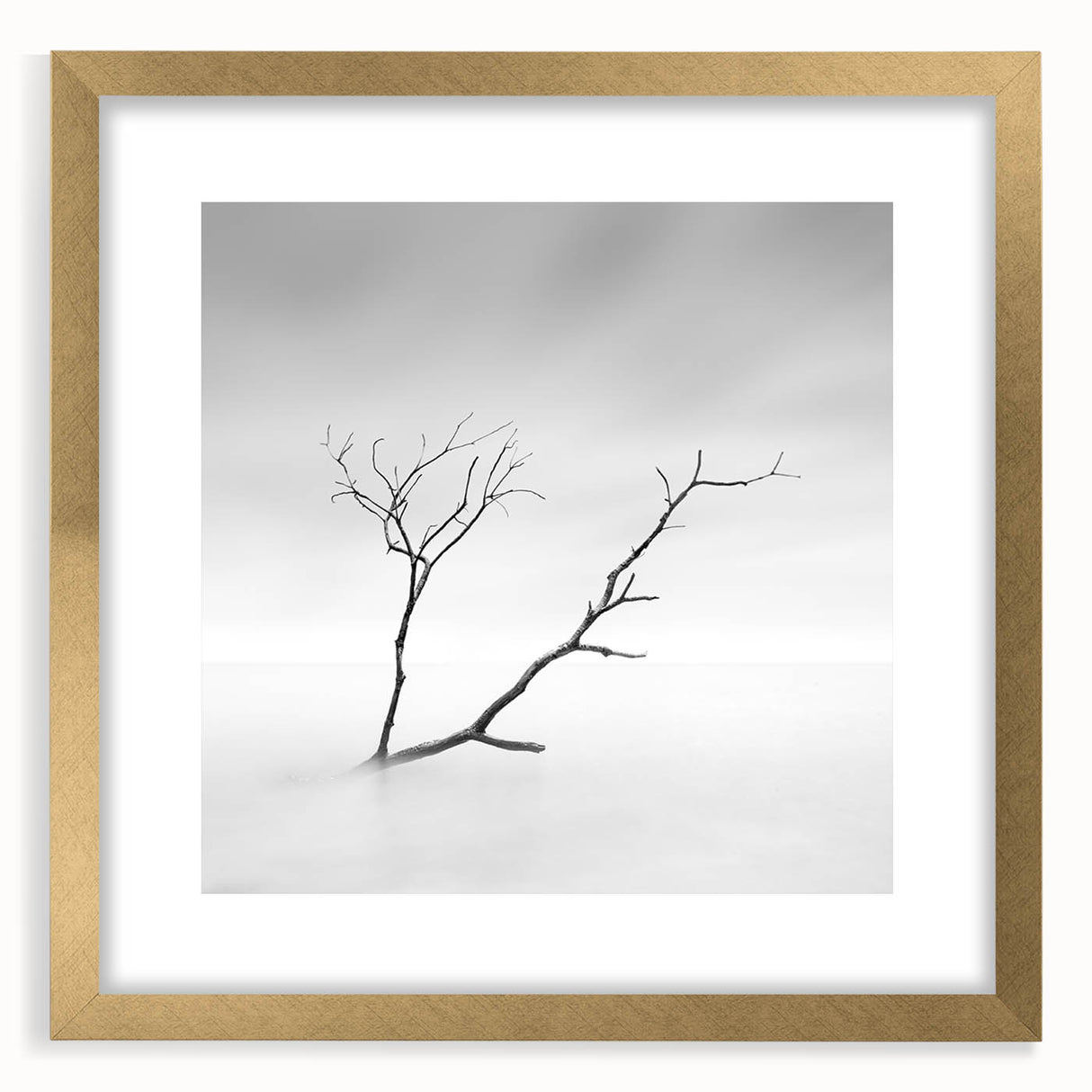 Minimalist Landscape Wall Art – Solitary Branch in Soft Mist