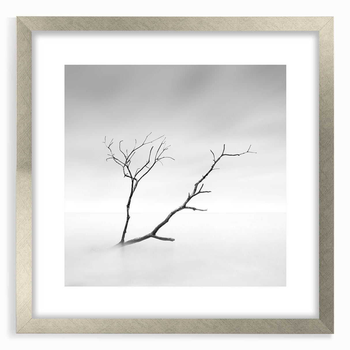 Minimalist Landscape Wall Art – Solitary Branch in Soft Mist