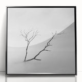 Minimalist Landscape Wall Art – Solitary Branch in Soft Mist