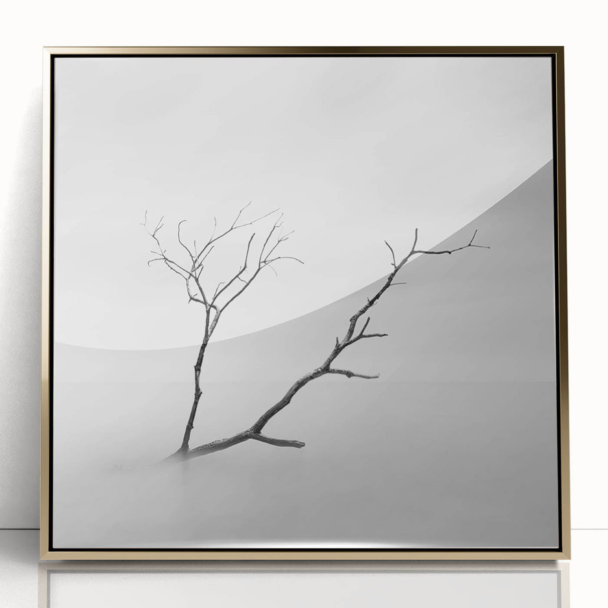 Minimalist Landscape Wall Art – Solitary Branch in Soft Mist