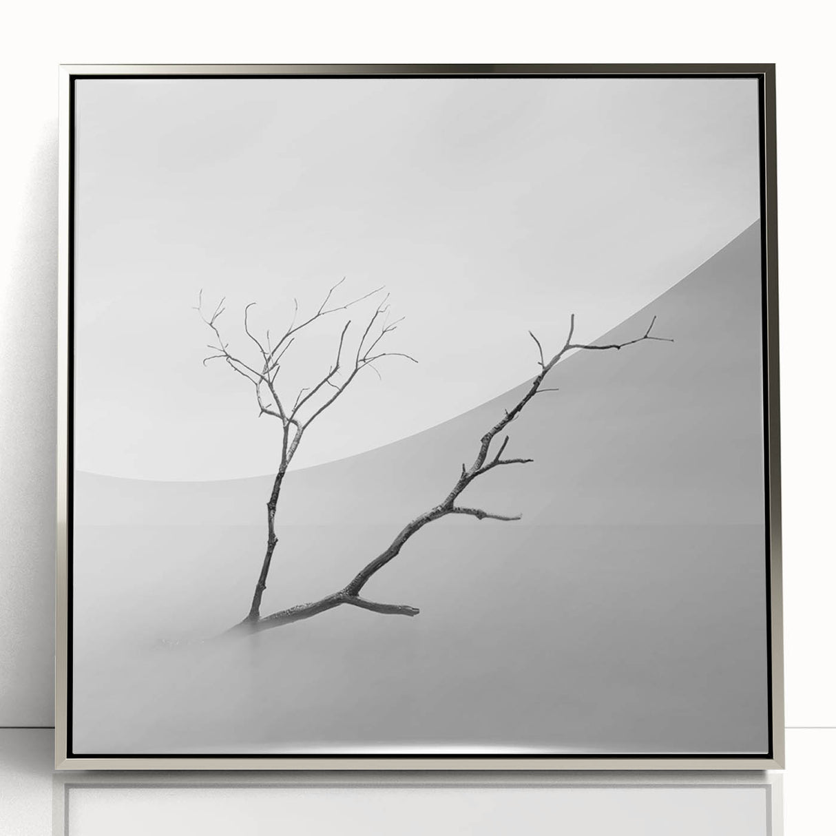 Minimalist Landscape Wall Art – Solitary Branch in Soft Mist
