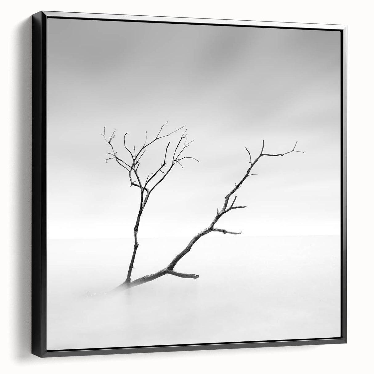 Minimalist Landscape Wall Art – Solitary Branch in Soft Mist