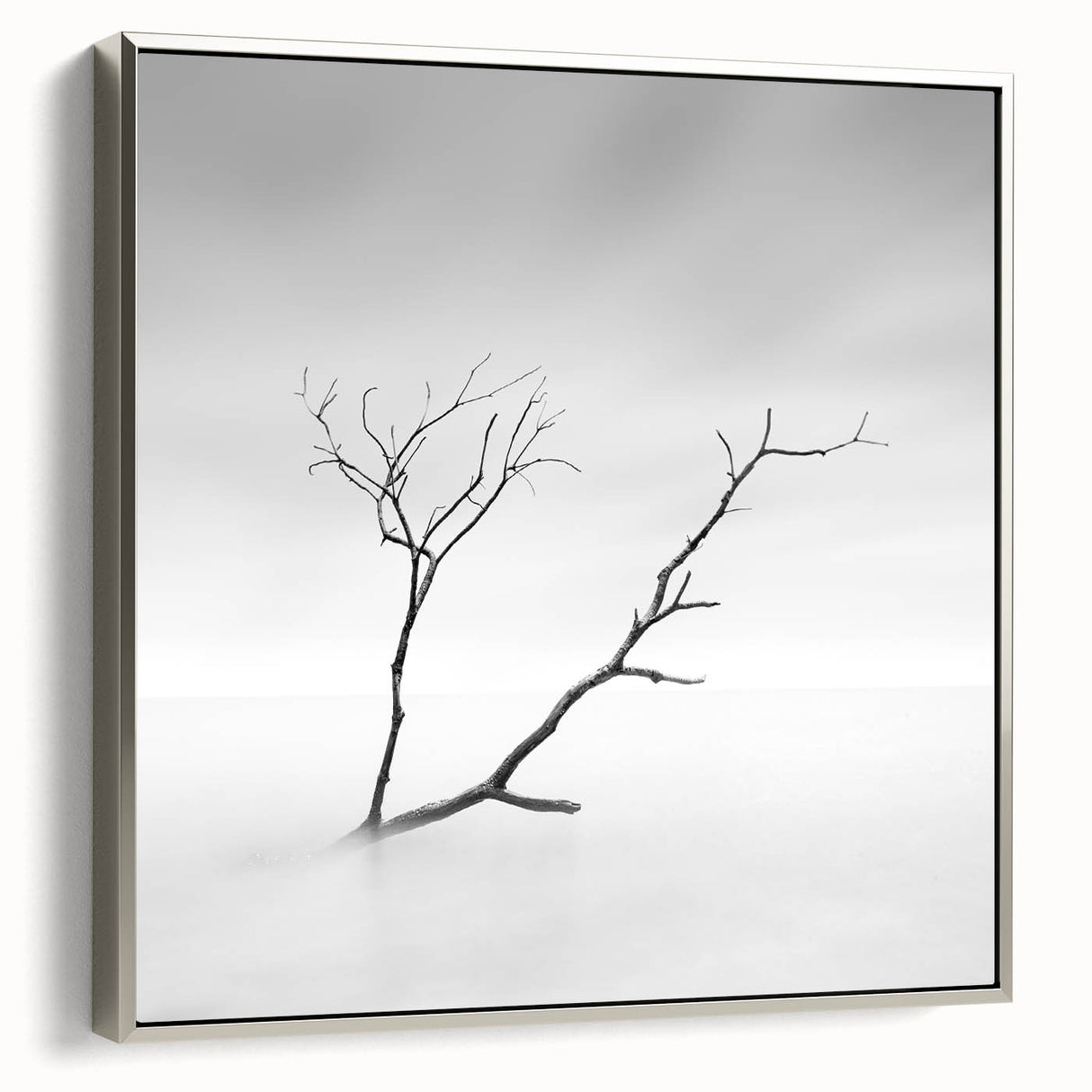 Minimalist Landscape Wall Art – Solitary Branch in Soft Mist