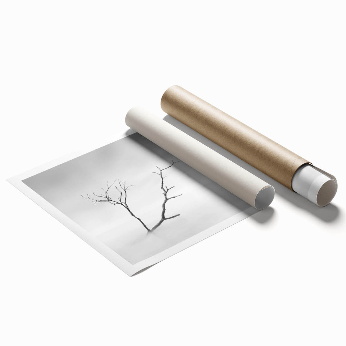 Minimalist Landscape Wall Art – Solitary Branch in Soft Mist