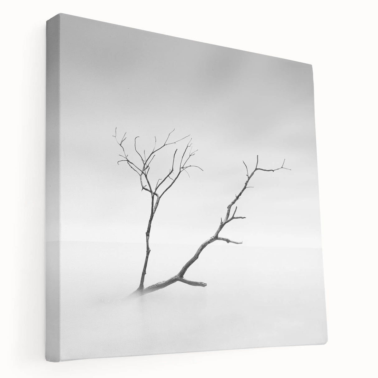 Minimalist Landscape Wall Art – Solitary Branch in Soft Mist