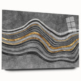 Contemporary Canvas Print - Gold & Gray Geometric Abstract Art