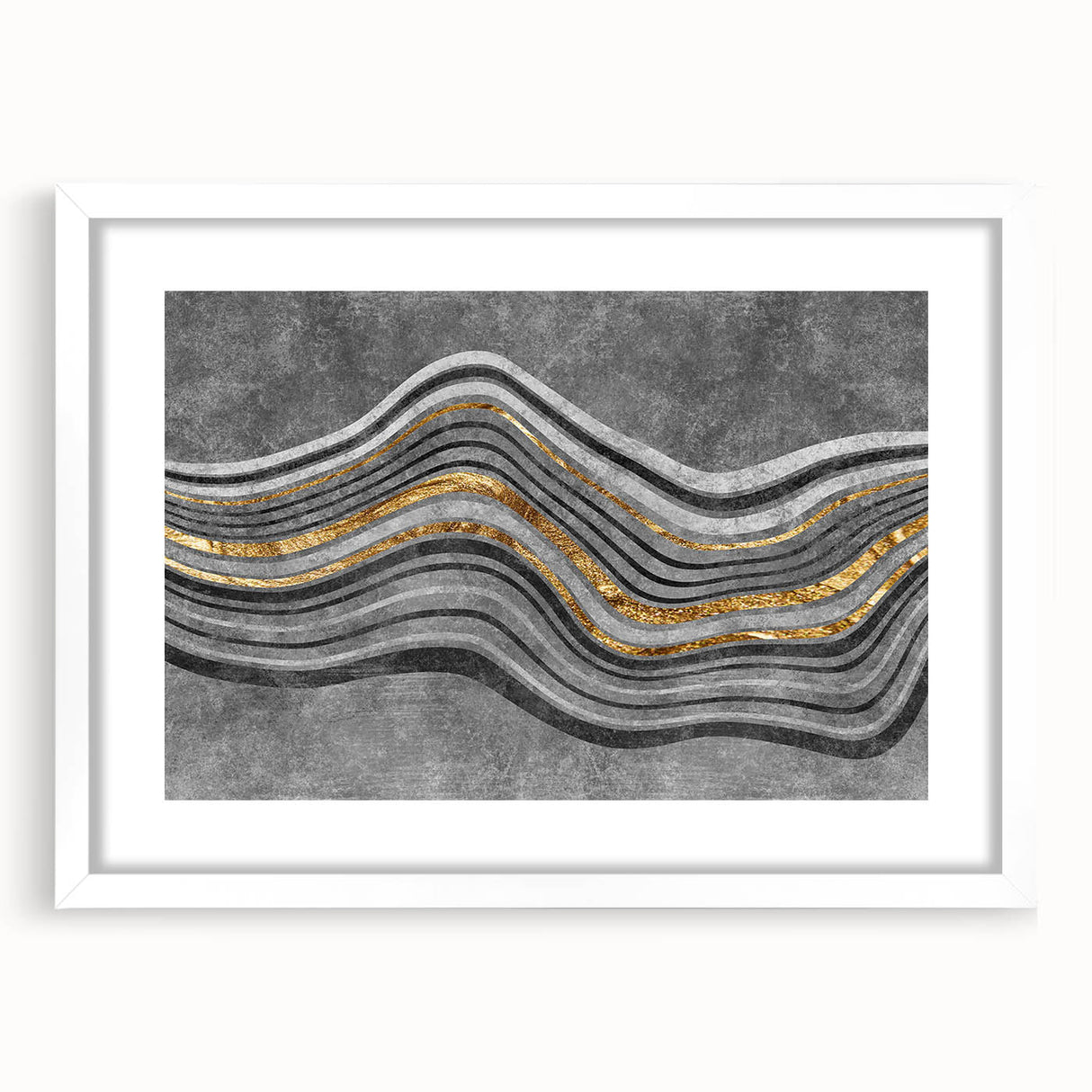 Contemporary Canvas Print - Gold & Gray Geometric Abstract Art